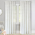Sheer Window Curtain Panel Pair - White Voile with Pom Pom Embroidery, 52x84 Inches