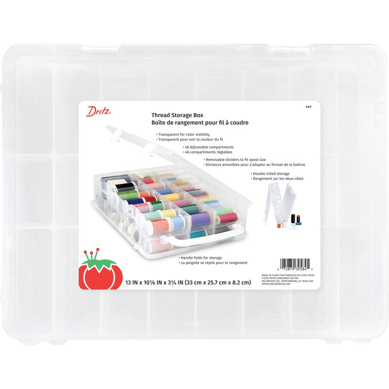 Thread Storage Box Organizer with 48 Compartments and Removable Dividers