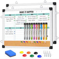 17x13 Inch Green Weekly Whiteboard with Aluminum Frame Dry Erase Calendar Planner