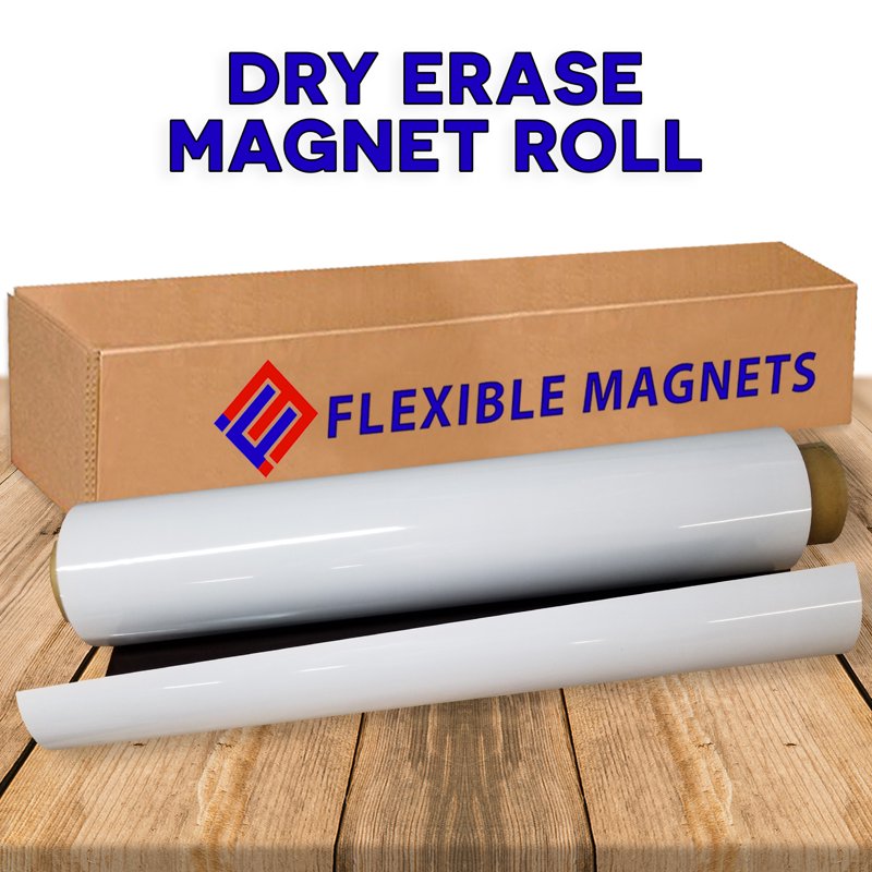 Flexible Dry Erase Magnetic Roll - White Write & Wipe Surface, Custom Sizes