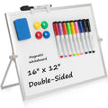 16-Inch Double-Sided Magnetic Whiteboard with Stand for Office & Home