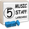 Double Sided Music Staff Whiteboard Pack - 9x12 Inch, 5-Pack for Music Practice