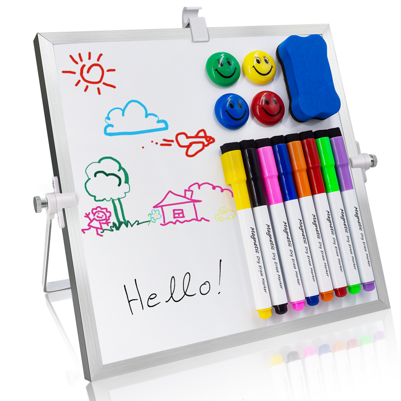 Portable Double-Sided Magnetic Dry Erase Whiteboard Kit 10x10in - Classroom, Office, Home