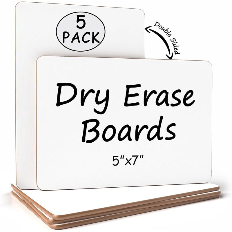 Small Double-Sided Dry Erase Whiteboards - 5 Pack, 5x7 Inches Classroom Supplies