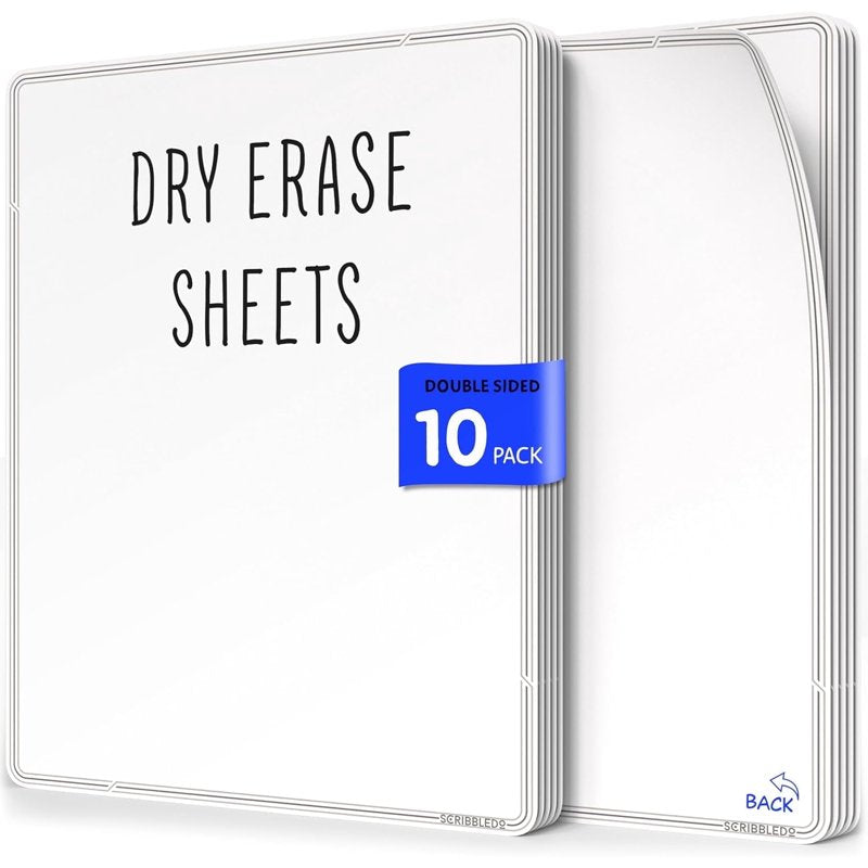 Double-Sided Dry Erase Sheets - 9x12 Inch Small Whiteboard Pack, 10 Sheets