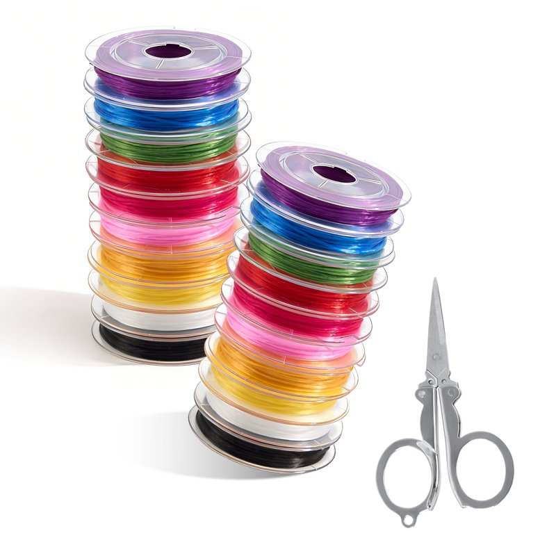 Rainbow Elastic Jewelry Cord for Crafting, 65.62ft 0.8mm Stretch String for Bracelets