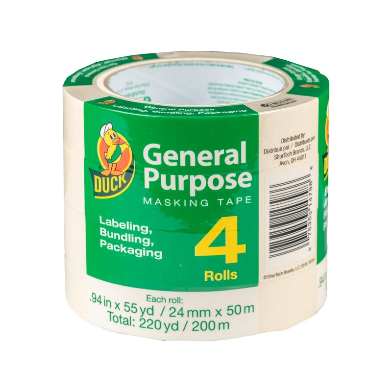General Purpose Masking Tape 0.94 in. x 55 yd. Beige - 4 Pack