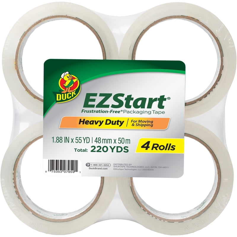 Clear Acrylic Packing Tape 1.88 in. x 54.6 yd. Frustration-Free 4-Pack