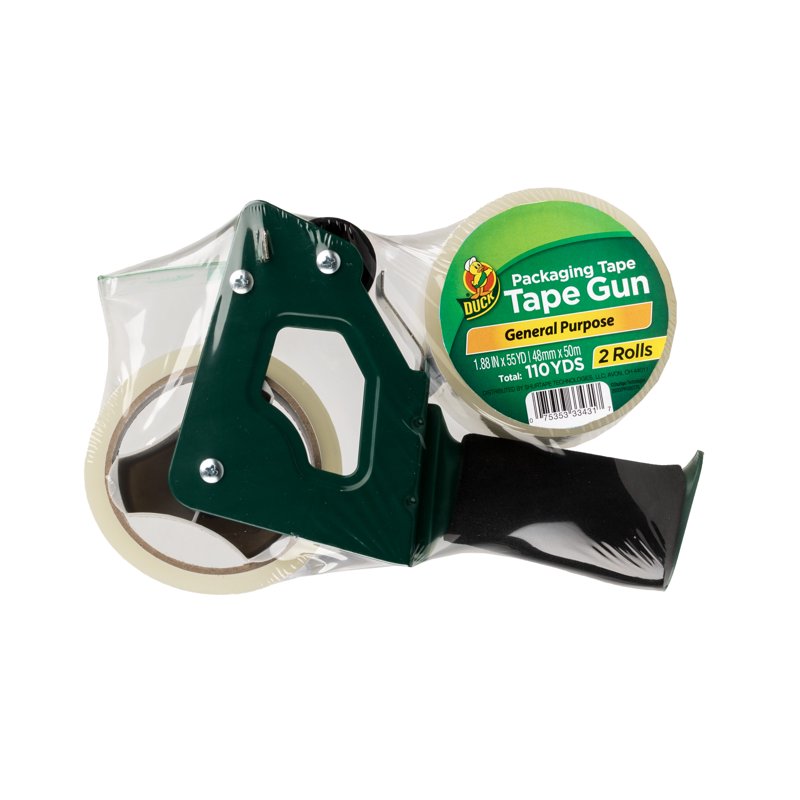 Packing Tape Gun with Foam Handle - Clear, 1.88 in x 55 yd, 2 Rolls