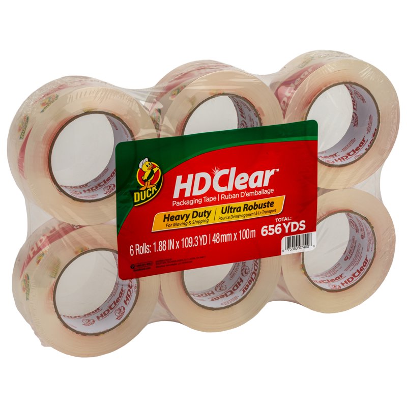 Heavy Duty Clear Packing Tape 1.88 in. x 109.3 yd. 6 Pack - Durable Shipping Tape