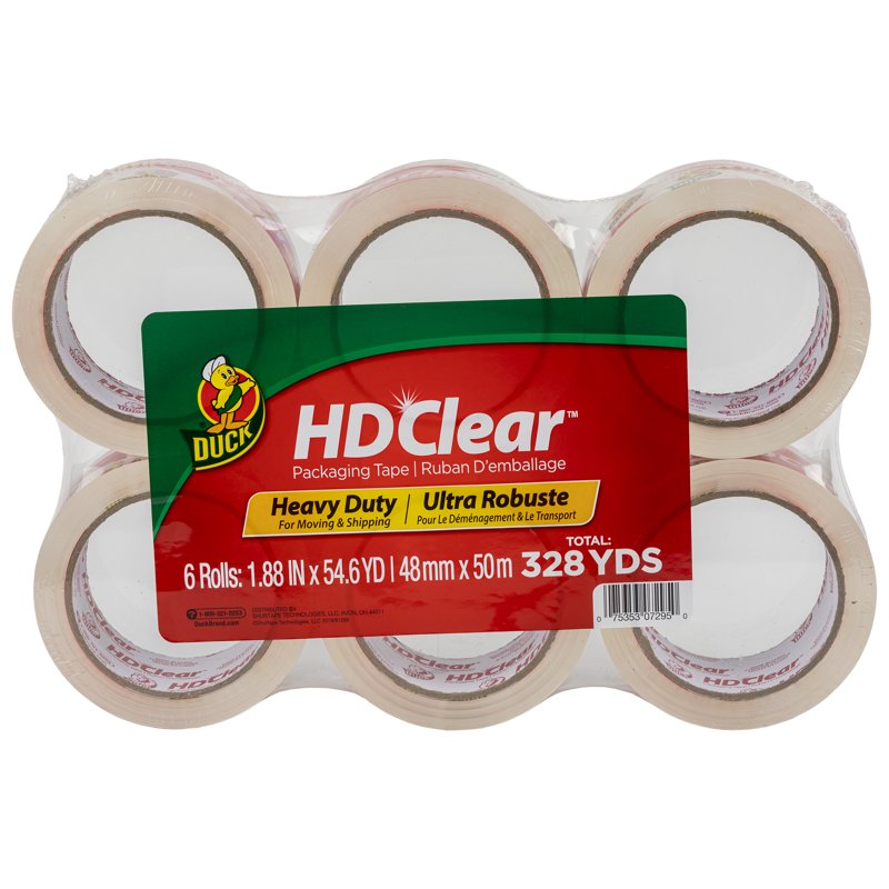 Duck HD Clear Heavy Duty Packing Tape 1.88 in. x 54.6 yd. - 6 Rolls