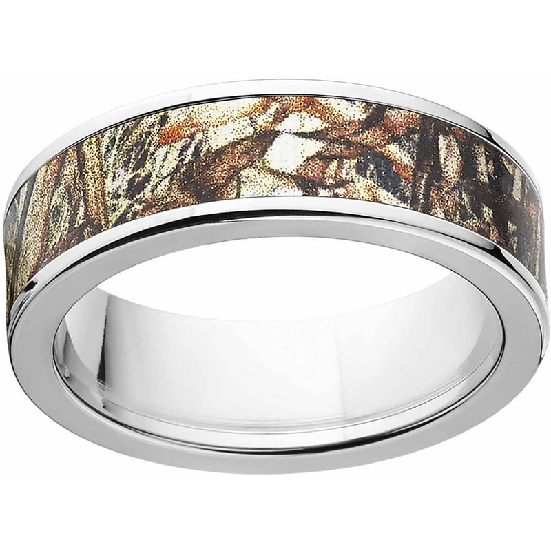 Men's Camo Stainless Steel Wedding Band - 7mm Comfort Fit Ring