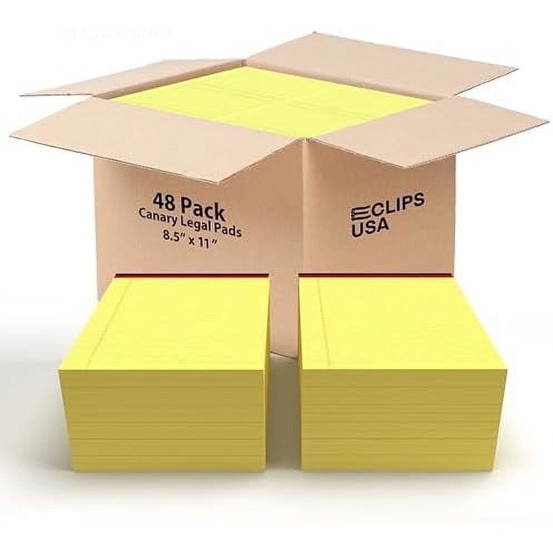 Legal Wide Ruled Notepad 50 Sheets - Canary Yellow, 48-Pack