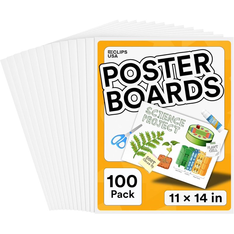 White Poster Board 11x14 Inch Bulk Pack for Presentations, Art & School Projects