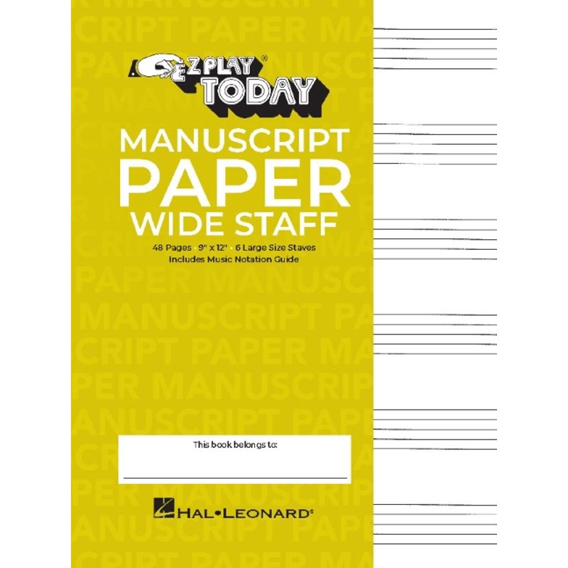 E-Z Play Today Manuscript Paper Wide Staff 48 Pages for Music Composition