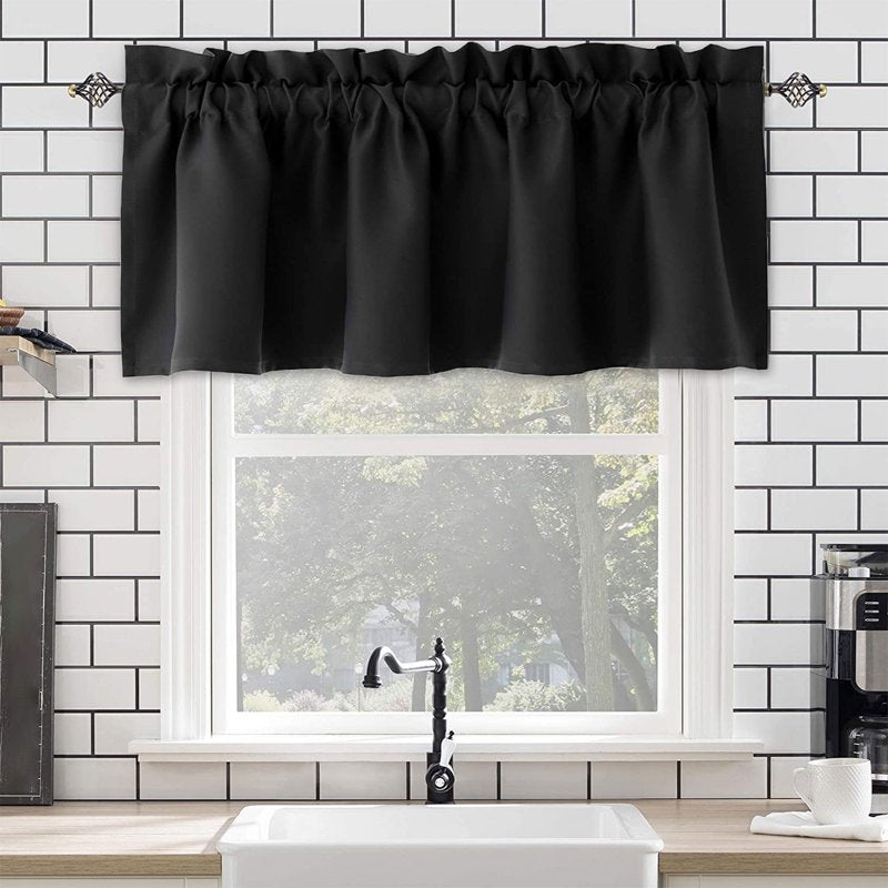 Blackout Window Valance Curtain for Kitchen and Living Room 57x18 Inches