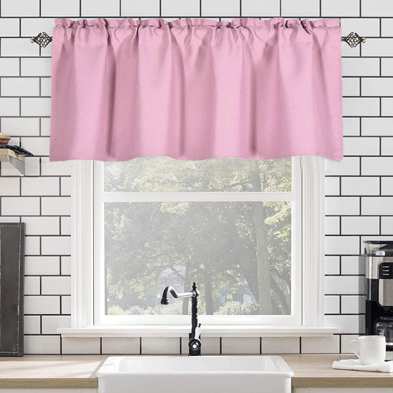 Blackout Valance Curtain for Kitchen & Living Room 57x18 Inches - Decorative Window Treatment