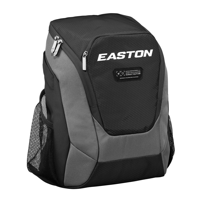 Youth Sports Backpack with Mesh Side Pockets & Fence Hook - Black
