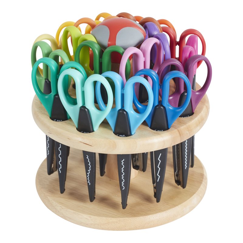 Kraft Edgers Scissors Set with Rotating Hardwood Rack – 18-Piece Assorted Patterns