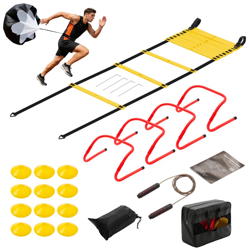 Adjustable Speed & Agility Ladder for Training Indoor Outdoor Yellow