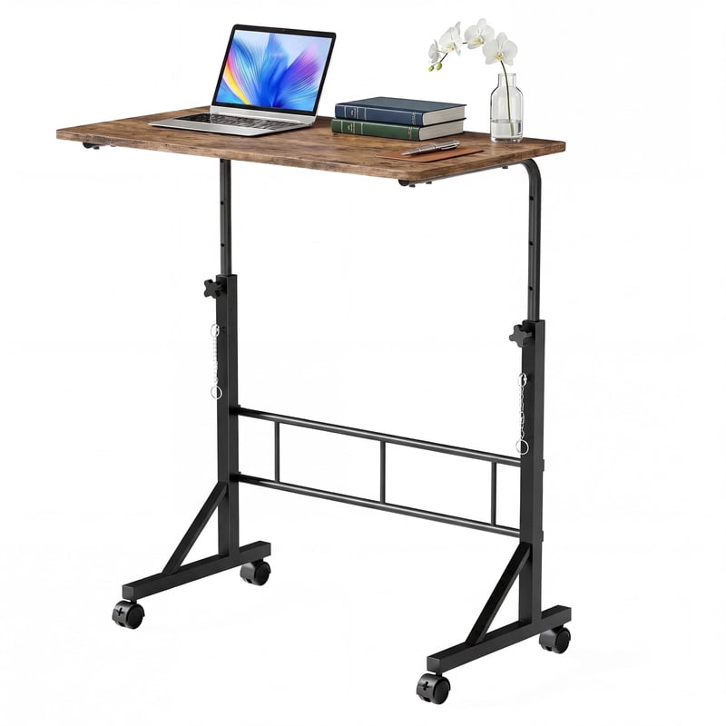 Height Adjustable Mobile Standing Desk with Wheels for Home Office