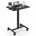 EDX Black Mobile Standing Desk with Locking Wheels - Height Adjustable Laptop Desk
