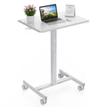 EDX White Standing Desk with Mobile Wheels – Adjustable Laptop Desk for Home Office