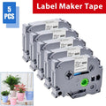 5-Pack Laminated Label Tape Replacement for Brother TZe-231 - 12mm White