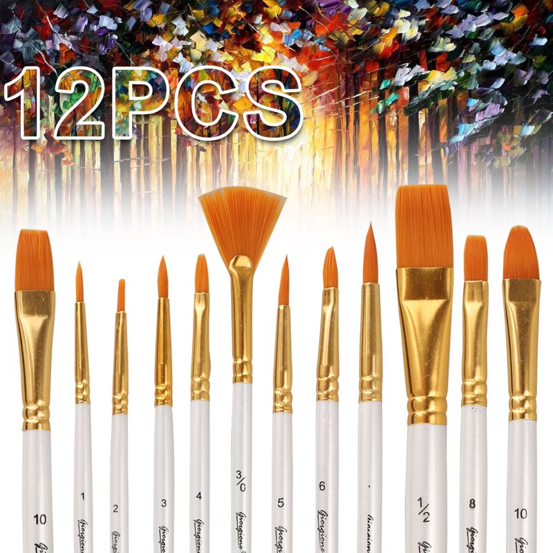 Miniature Detail Nylon Hair Art Brushes Set - 12 Pieces for Painting