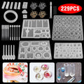 Resin Molds Kit 229 Pieces for Jewelry Making, Silicone Casting Tools for Beginners