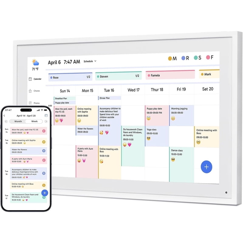 Digital Family Calendar & Photo Frame Touchscreen Planner