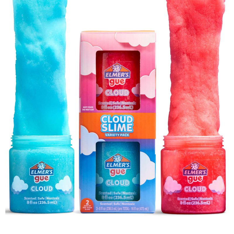Premade Cloud Slime Set - 8 oz, 2 Colorful Pack, No Mix Needed