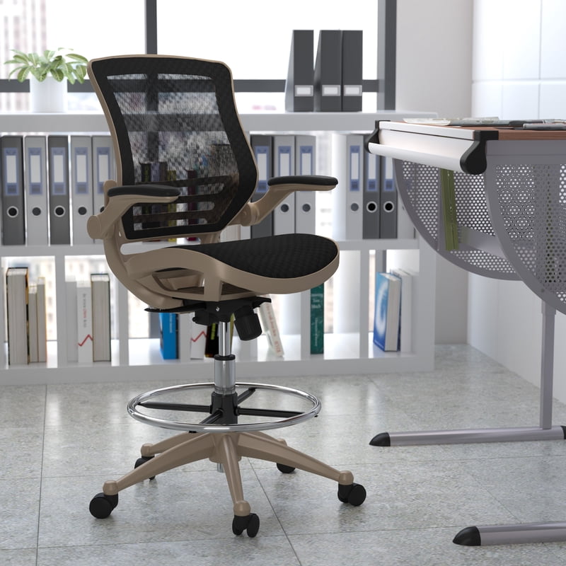 Mid-Back Mesh Drafting Chair with Adjustable Height and Lumbar Support
