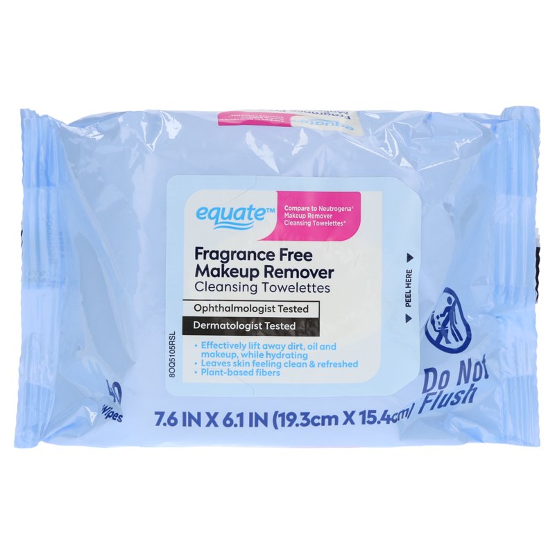 Makeup Remover Cleansing Wipes Fragrance-Free 40 Count - Hypoallergenic & Gentle
