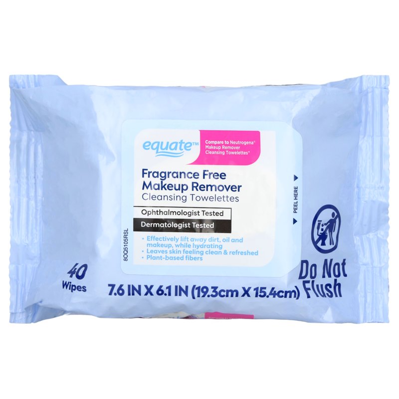 Fragrance Free Makeup Remover Cleansing Towelettes - 80 Count