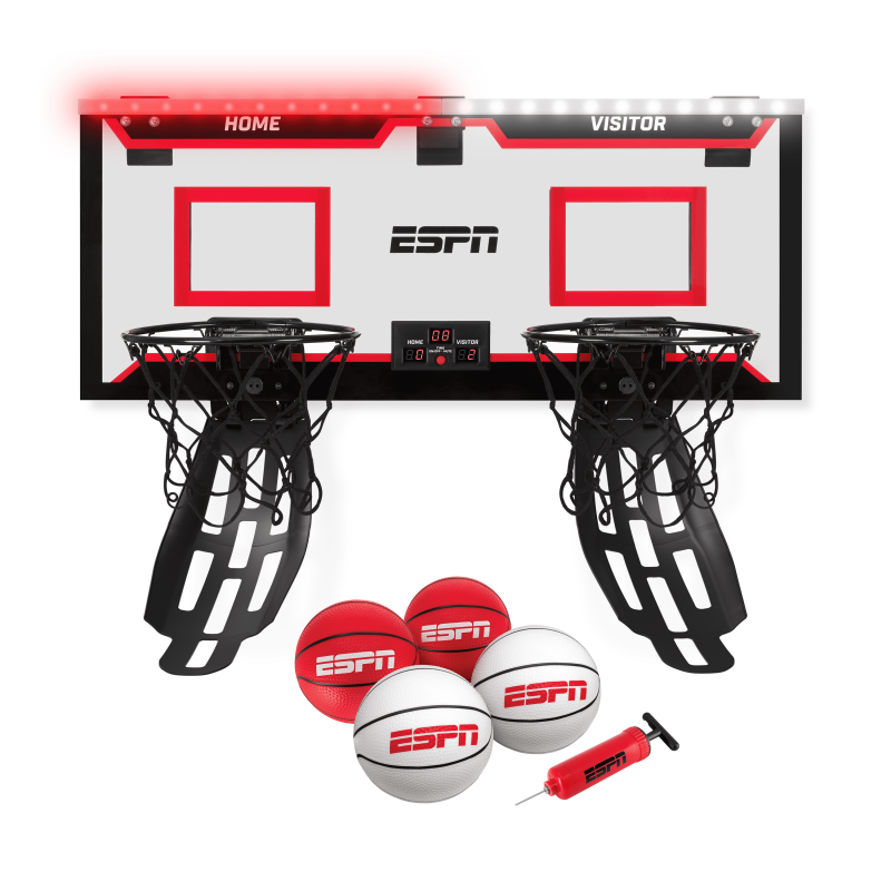 2-Player Pro Dual Basketball Hoop Set with LED Scoreboard and Mini Balls