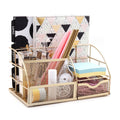 Wire Mesh Desk Organizer with 6 Compartments - Office & Home Storage