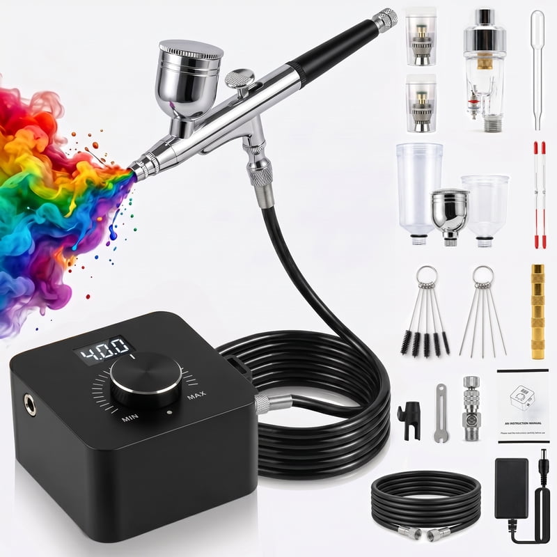 Professional Airbrush Kit with Compressor for Model Painting Nails Makeup & Cake Decorating