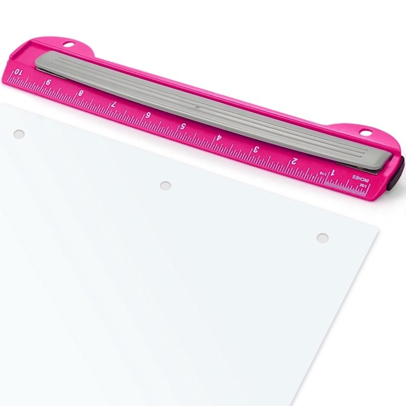 Portable 3 Hole Puncher for Ring Binders with Ruler and Chip Tray - Office & Home