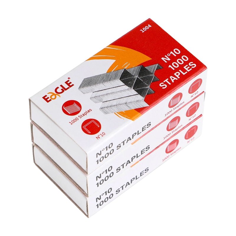 Mini Staples for #10 Staplers - 1000 pcs per Box, Pack of 3 - Silver