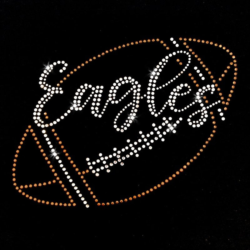 Eagles Football Rhinestone Iron-On Transfer - Clear Crystal Bling