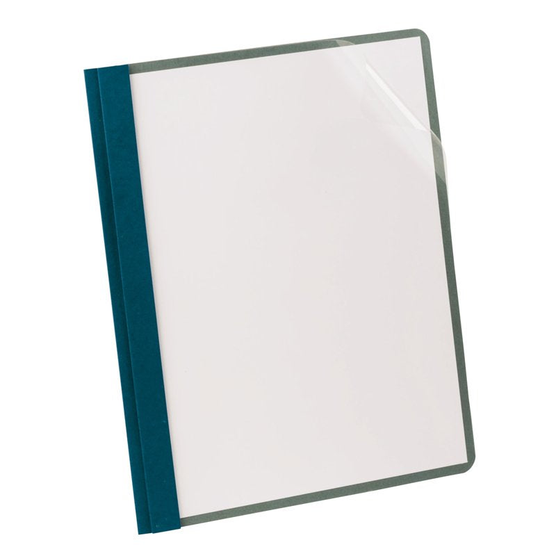 Earthwise Oxford 100% Recycled Clear Report Covers with 3-Prong Fastener, 0.5" Capacity, 8.5 x 11, Blue, Pack of 25