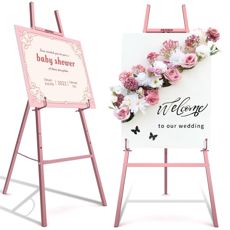Adjustable Metal Easel Stand for Sign Display and Artwork - Heavy Duty, Foldable, Multiple Heights