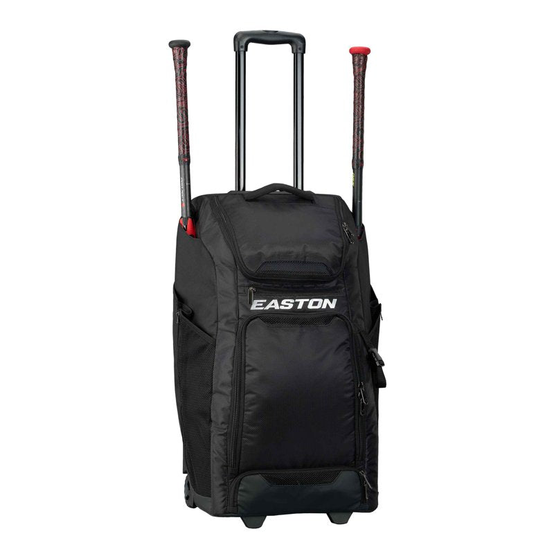 Catcher's Wheeled Gear Bag with Removable Shelves - Black