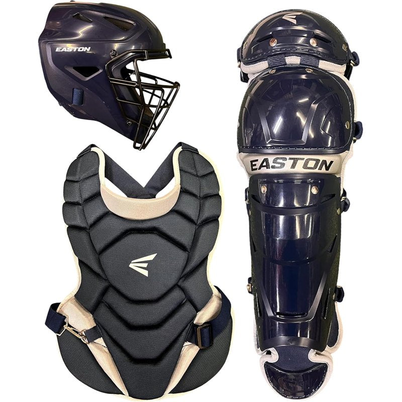 Youth Baseball Catcher Gear Set - Helmet, Chest Protector & Leg Guards - Black Navy