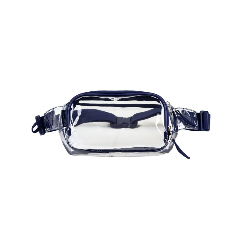 Unisex Adjustable Waist Fanny Pack with Transparent Blue or Red Panel