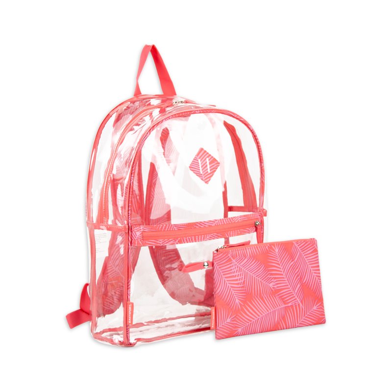 Clear School Backpack with Pencil Case and Adjustable Straps - Multiple Colors