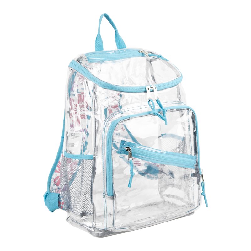 Clear PVC Top Loader Backpack with Floral Print - Unisex School & Travel Bag