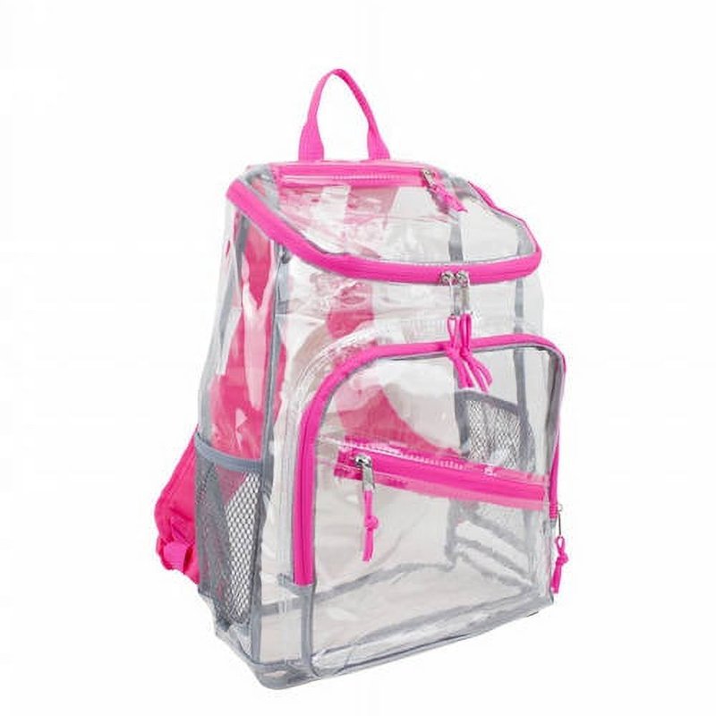 Unisex Clear Top Loader Backpack with Multiple Compartments and Mesh Pockets