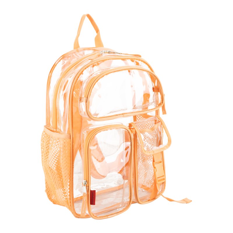 Unisex 16-Inch Cargo Clear Backpack with Multiple Pockets & Water Bottle Sleeve